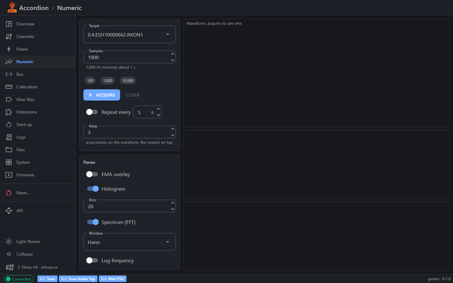 Accordion Pilot Web UI, numeric page