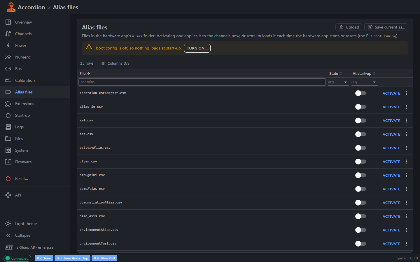 Accordion Pilot Web UI, alias files page